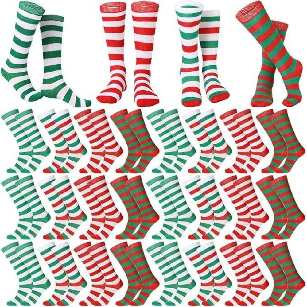 Panitay 24 pairs Christmas Kids Striped Socks Boys and Girls Athletic Knee Hi